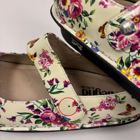 Alegria Paloma Mary Jane Shoes 39 8.5-9 Floral Butterfly Leather Ivory Coquette - Picture 4 of 11